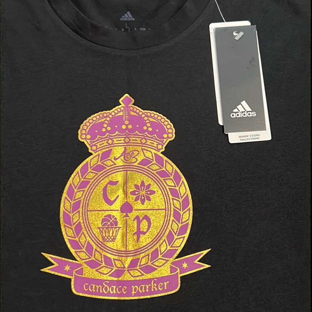 Adidas Candace Parker Basketball Royalty T-Shirt Women's Size Large NWT - Picture 2 of 4